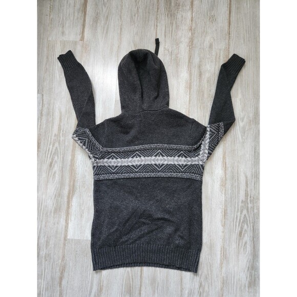 American Eagle Midweight Knit Sweater Hoodie Gray Stripe Pocket Mens Sz S EUC - Picture 8 of 8